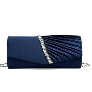 CHARMING TAYLOR Elegant Crystal Embellished Satin Clutch / Crossbody